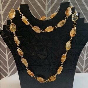 Natural citrine necklace wrapped in gold wire